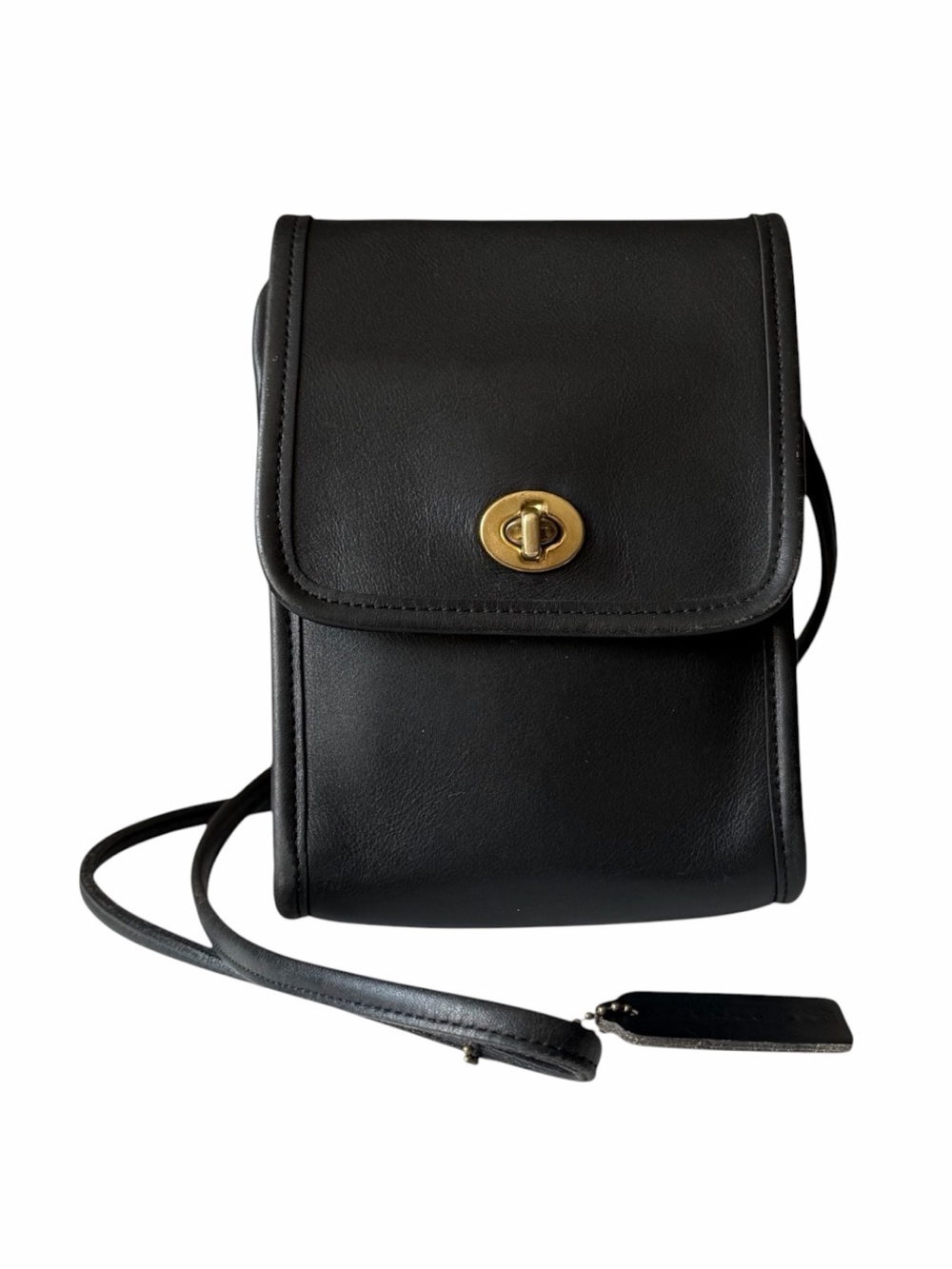 Vintage Coach 9893 Scooter Crossbody Black Leather Hang Tag